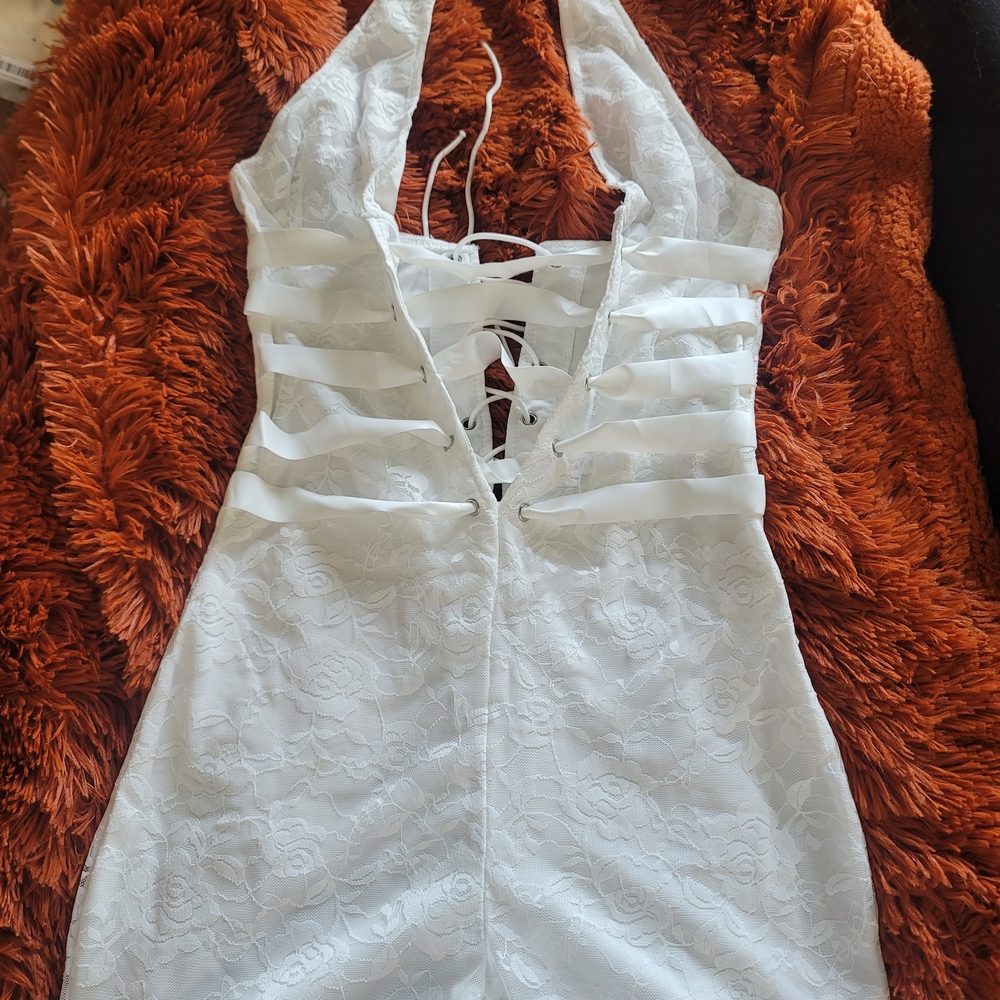 Sexy White Lace Halter Jumper